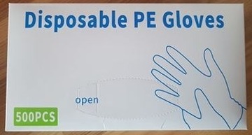 jednorazowe rękawiczki PE w opakowaniu