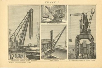 Dźwigi - Żurawie  oryginalne XIX w. grafiki