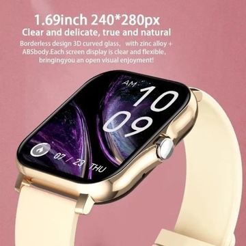Smartwatch  z silikonową kremową bransoletką
