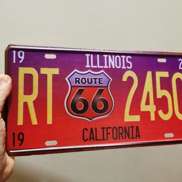 Metalowa ozdobna tablica rejestracyjna ROUTE 66