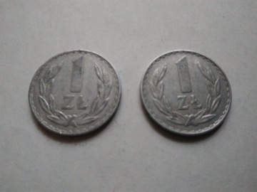 MONETY POLSKIE 2 szt. 1 ZŁOTY 1977 FISCHER OB 038