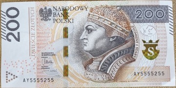 Banknot 200 złotych - 2015 r. - AY5555255