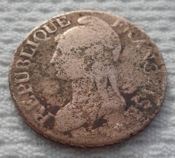 Francja I Republika 5 centymów 1796 A Rok L`An 5 F