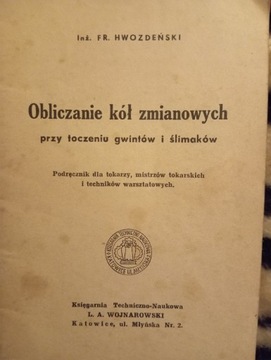 Obliczanie kół zmianowych-Hwozdeński 1946 rok.