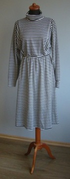 Sukienka w paski biało-czarne vintage z lat 80