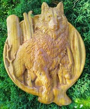Płaskorzeźba Ozdoba drewniana Motyw WILKA