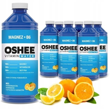 6 x oshee Vitamin Water magnez + B6 1100ml cytryna