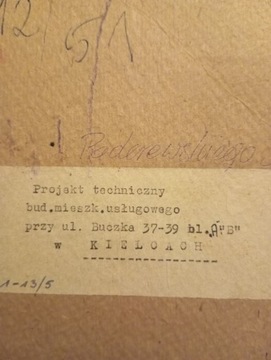 Projekt techniczny bud.mieszk.uslugowego z 1956 .