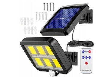 Lampa Solarna 120COB Czujnik Ruchu Zmierzchu Pilot