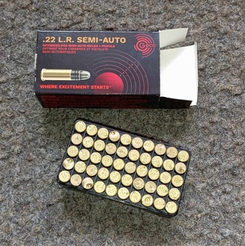 Łuski - 50 łusek .22LR + pudełko + koszyczek GECO