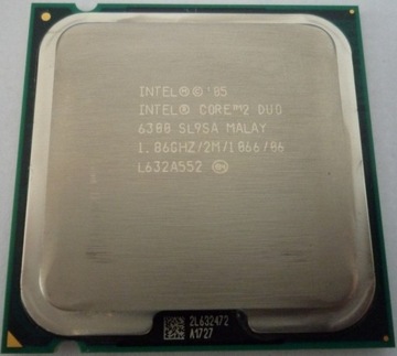 Intel Core 2 Duo E6300 2M Cache, 1.86 GHz 1066 Mhz