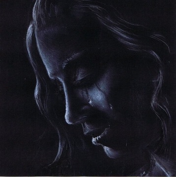 portret płaczącej dziewczyny 21x21 czarny papier