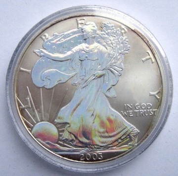Srebrny 1 USD, Silver Eagle, hologram, 2003 r.