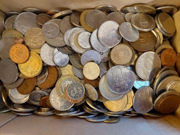 Zestaw monet 2.5kg i banknotów zagranicznych