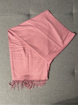 Długi różowy szal szalik z frędzlami 180cm