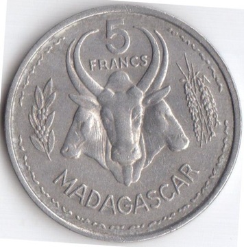 MADAGASKAR, 5 franków 1953, KM#5