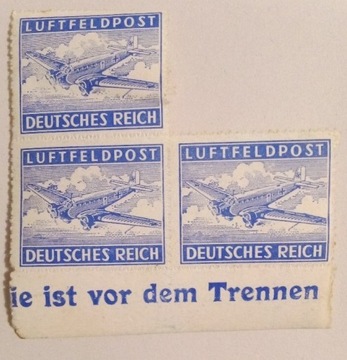Znaczek 3x Lufteldpost Deutsches reich