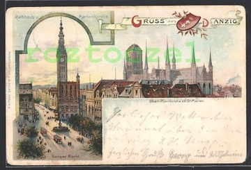 GDAŃSK Danzig Langer Markt ratusz 1902