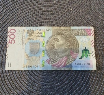 Banknot 500 zł PLN seria AA