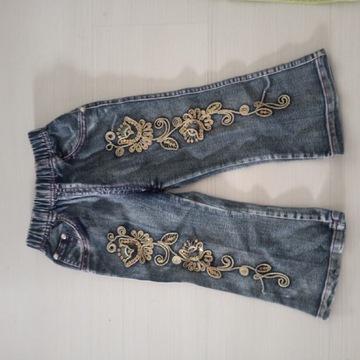 Spodnie jeansowe dla dziewczynki z cekinami 2-3l