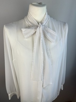 Biała bluzka koszulowa wiązana Michael KORS XL