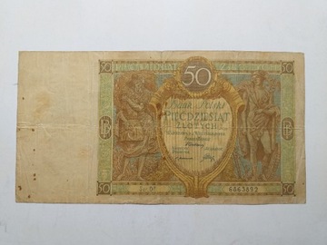BANKNOT 50 pięćdziesiąt ZŁOTYCH POLSKICH 1929 Oryg