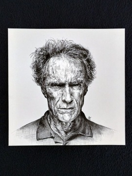 Portret Clint Eastwood rysunek tusz dirty harry