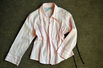 Koszula - bluzka z bawełny różowa w  paseczki, 36