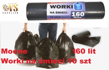 WORKI NA ŚMIECI 160L uniwersalne mocne 10 sztuk 