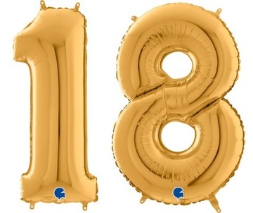 Balony z helem na 18 urodziny!  Cyfry foliowe 66cm