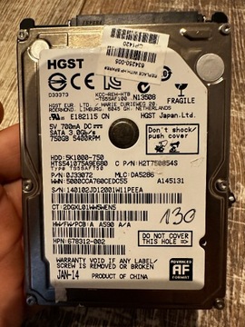 Dysk twardy HITACHI 750GB  HTS547575A9E384