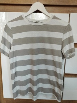 H&M koszulka w paski szare białe t-shirt 164