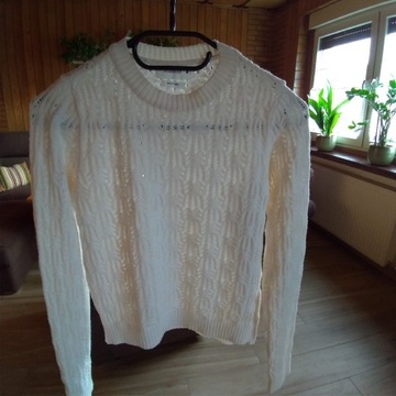 Sweter ażurowy kremowy Reserved 