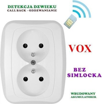 Podsłuch GSM + VOX + 2 MIKROFONY DYSKRETNY SZPIEG W GNIAZDKU PROFESJONALNY 