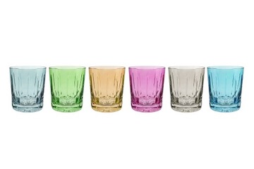 Komplet 6 szklanek kryształowych 240ml mix kolorów