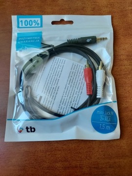 Kabel TB audio 3,5mm minijack Pozłacany 1,5 metra