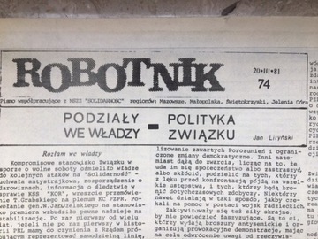 Robotnik Nr 74  Pismo NSZZ Solidarność 1981