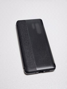 Etui z klapką Huawei P30 Pro czarne skóra naturlna