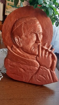 Papież Jan Paweł II rzeźba ludowa Paszyn 