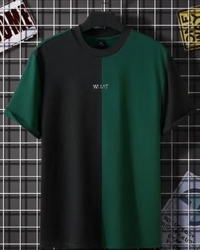 Męska koszulka z napisem WHAT ciemno-zielona