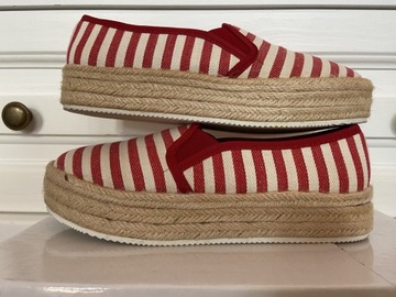 CELLBES NOWE ESPADRYLE 36 PLATFORMA PASKI CZERWONE