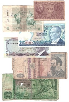 Banknoty zagraniczne (6 szt.)