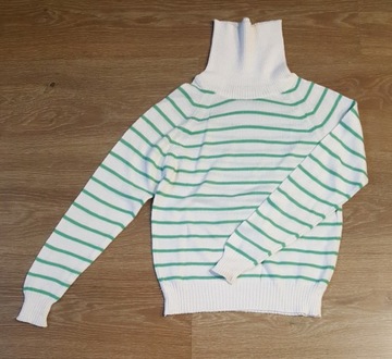 Sweter dziecięcy vintage z lat 70 biało-zielony