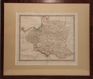 Mapa Polski - staloryt - Londyn - 1837