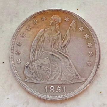 Stara Moneta USA 1 Dolar Seated Liberty 1851 rok r.