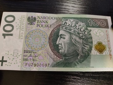 Banknot kolekcjonerski 100zl nr seryjny