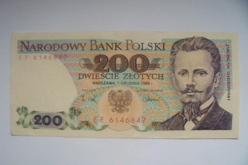 Polska Banknot PRL 200 zł.1988 r.seria EF UNC 