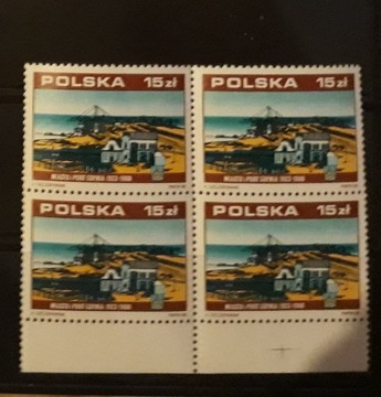 Znaczki** Polska 1988r Mi3177 w czwórkach port Gdy