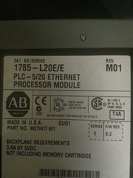 Allen Bradley 1785-L20E /E PLC-5/20E Procesor 