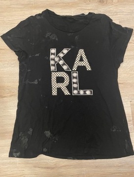 T-shirt Karl Lagerfeld używany zalany fetysz